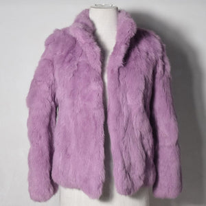 2019 Abrigo de piel real de alta calidad Moda Abrigos de piel de conejo genuinos Mujeres elegantes Outwear de invierno Collar de pie Chaqueta de piel de conejo